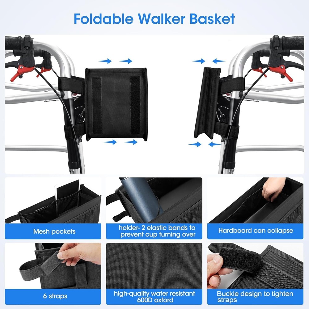 Customized Walker Accessories: Stable and Spacious Bag with Secure Cup Holder