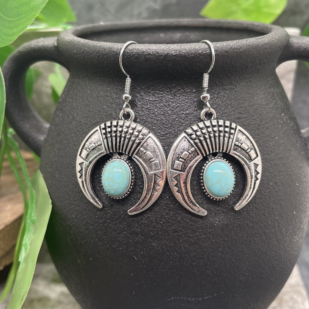 2” Silver-tone Boho Retro Earring Set Drop Dangle New Free Ship B6363