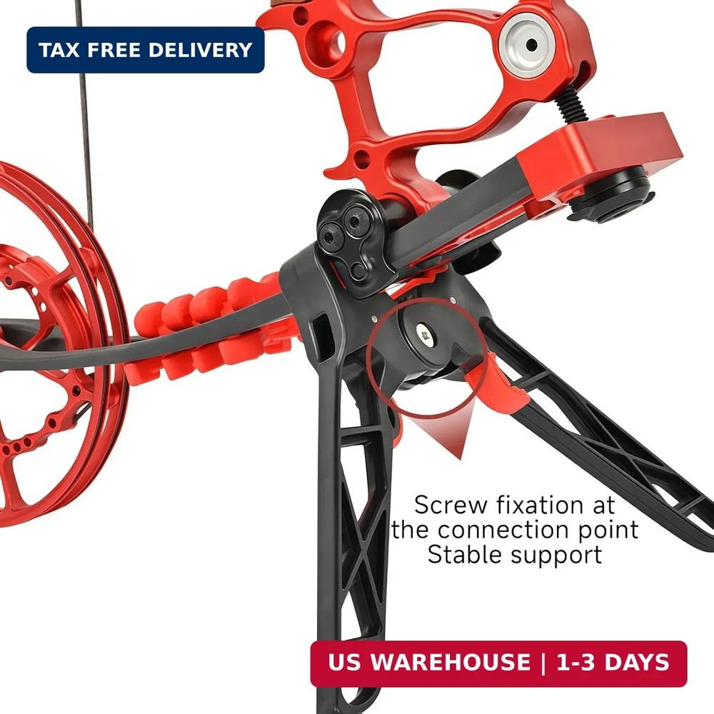 Archery Bow Stand, Rubber Foldable Compound Bow Holder, Ground - Supporting Bipo