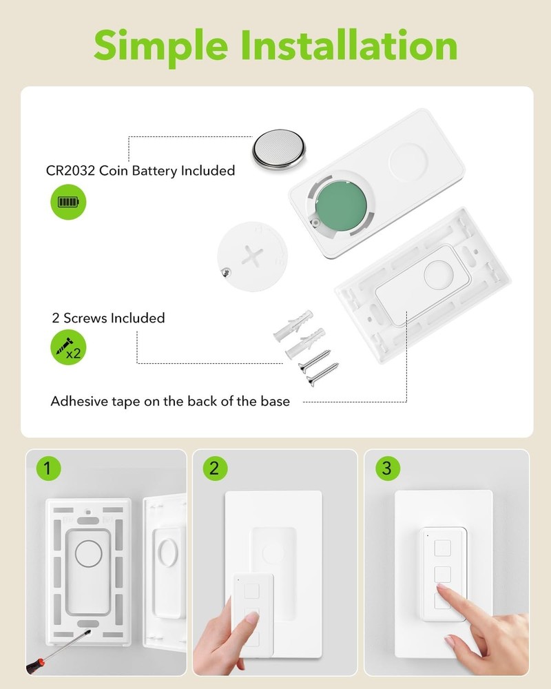 Wireless Remote Control Outlet Plug Switch 100ft RF Range No Wiring Needed