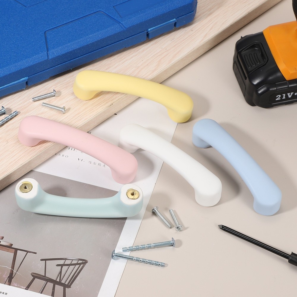 4 Pcs White Ceramic Cabinet Drawer Pulls for Kitchen Cupboard