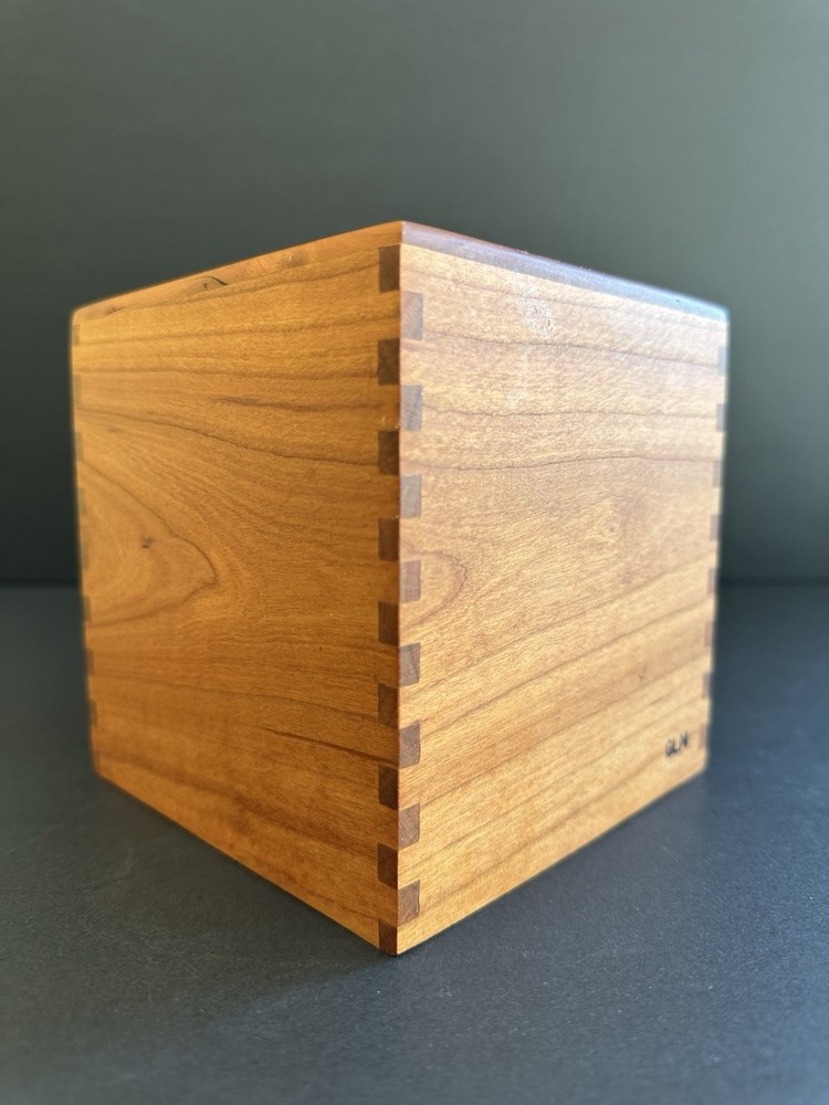 Maple Handmade Dovetail Tissue Box Cover Square Signed Rustic Natural Modern