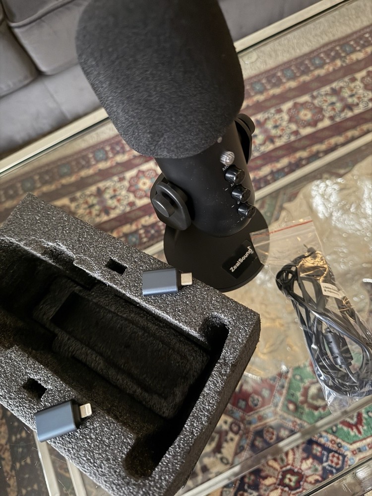 ZealSound K66 USB Studio Microphone Black Noise-Cancelling Plug & Play