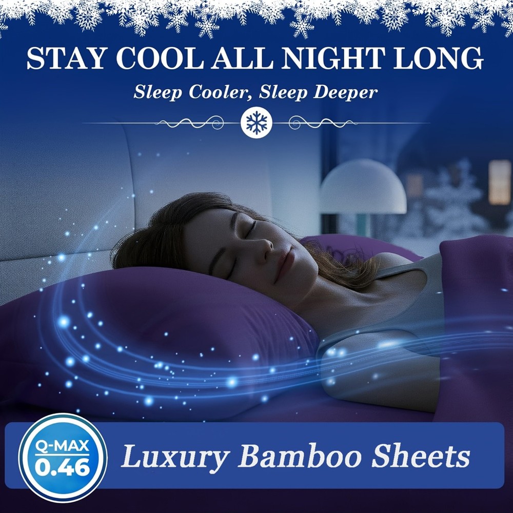 Extra Deep Pocket Queen Size Sheets 4/6 pcs BreathableCooling Bamboo Bed Sheet