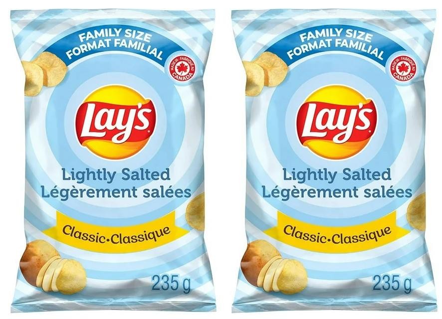 Lay's Lightly Salted Potato Chips, 235g (2 Pack)