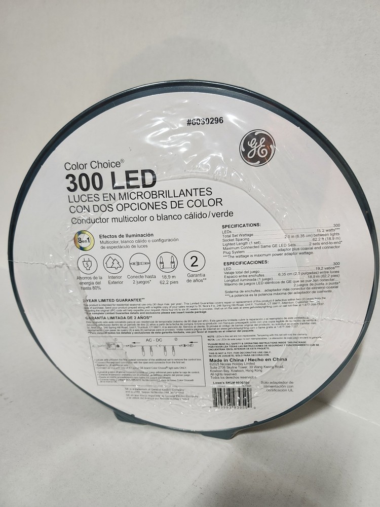 GE Color Choice 300 Ct 62.2-ft Multi.function White/Multicolor LED String Lights