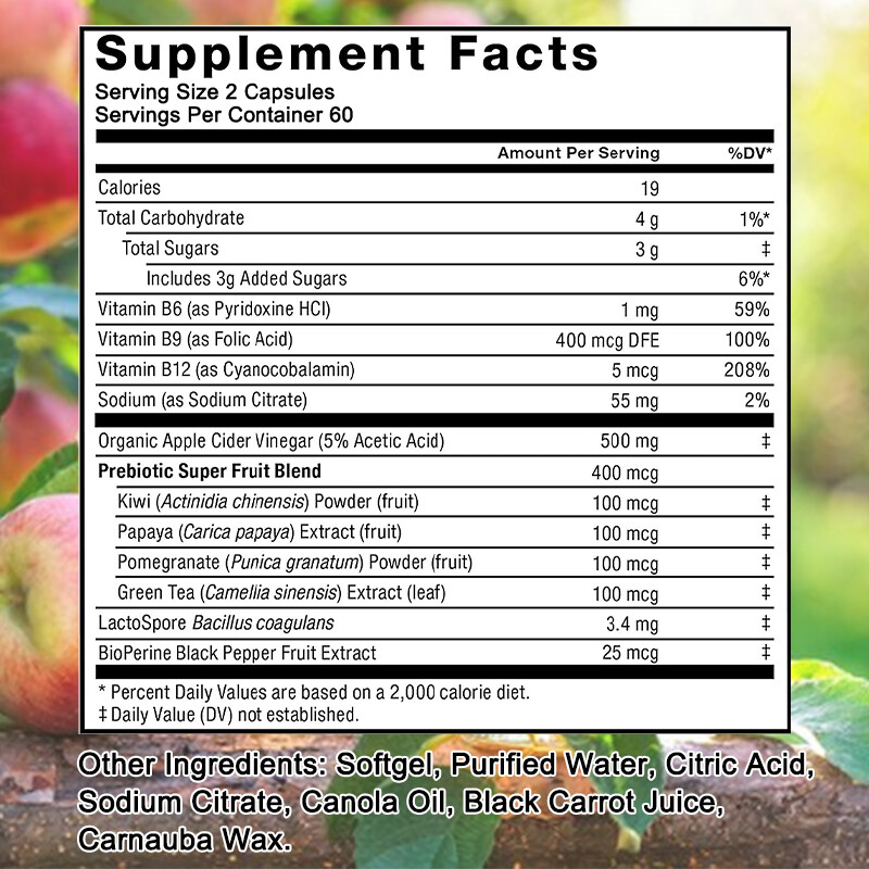 Force Factor Probiotics+Apple Cider Vinegar Capsules with Vitamins and Prebotics