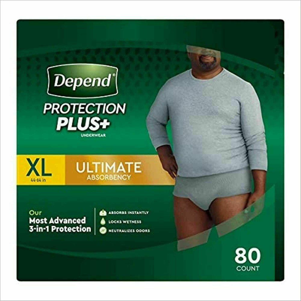 Depend Protection Plus Ultimate Underwear for Men XL 80 Count