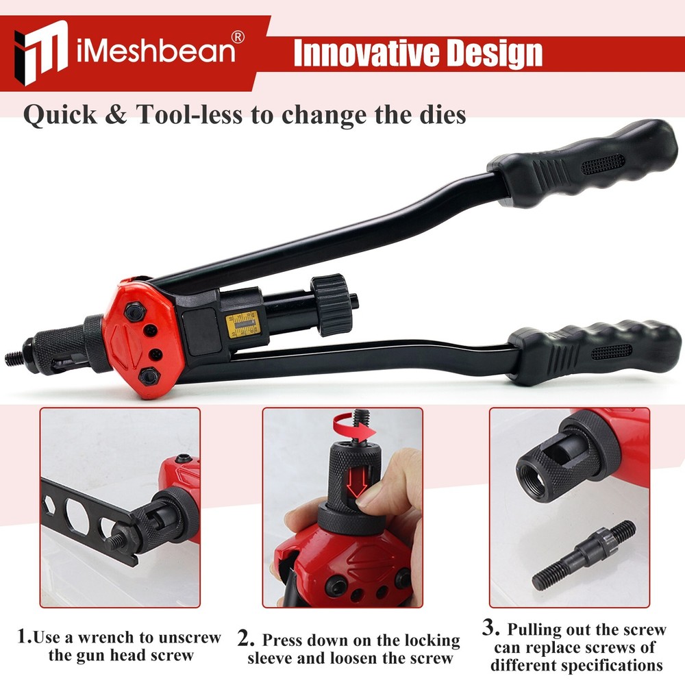 16'' Rivet Gun Rivnut Thread Setting Tool Nut Setter NutSert Metric&SAE 145 Nuts