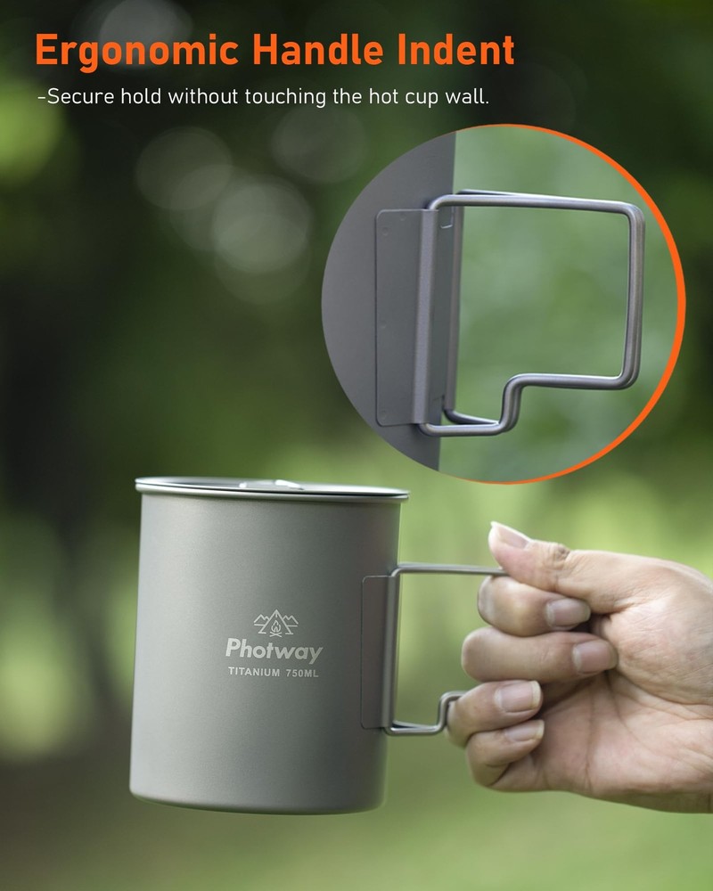 25oz (750ml) Titanium Camping Pot, Ultralight Backpacking Cookware & Campfire...