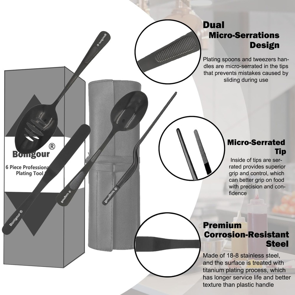 Plating Tool Culinary Set, 6 Piece Professional Chef Plating Tools Kit, Chef ...