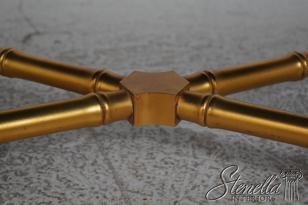 L57727: Decorator Newly Upholstered Gold Bamboo Form Bench