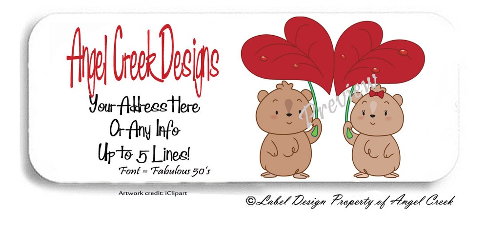 Whimsical Gopher Couple Valentine Ivy Leaf Personalized Return Address Labels