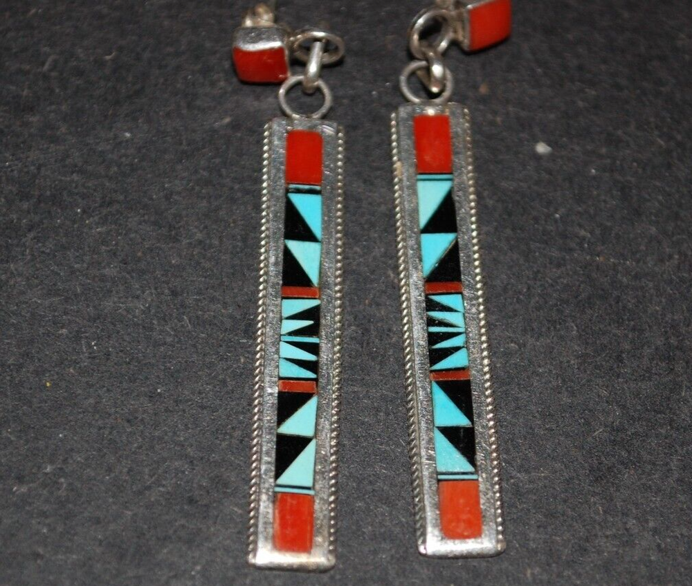 Rachel Tzuni Native American Turquoise Signed Earrings