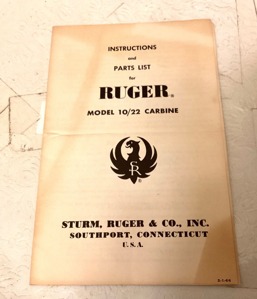 ORIGINAL STURM RUGER & CO INSTRUCTION MANUALS