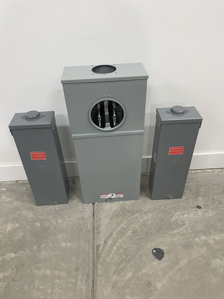 EATON 400 / 320 Amp Meter Base Socket Single Phase 324N & TWO 200amp SQUARE D CB