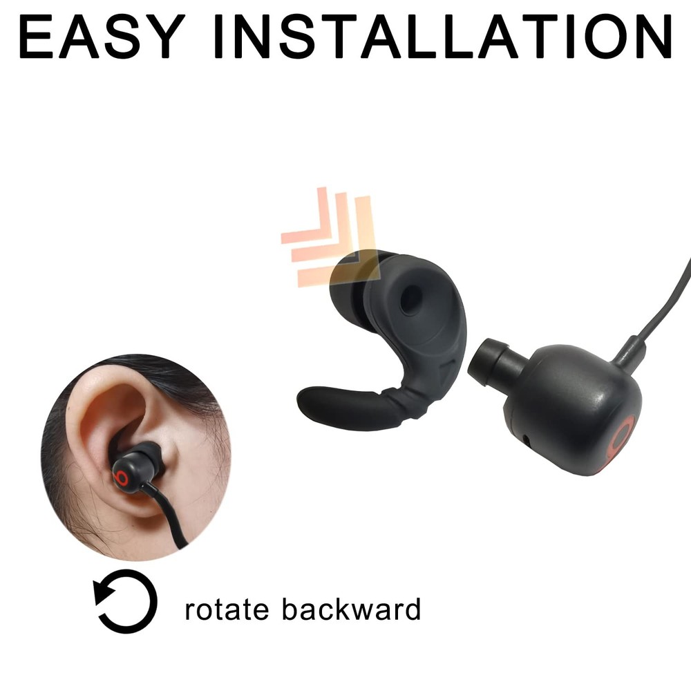 Silicone Sport Ear Hooks & Tips for Beats Medium, Black-Earhook
