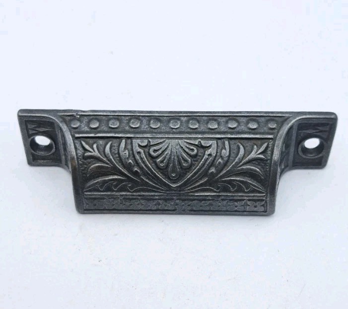 Antique Bin Pull Apothecary Drawer Pull Handle Old Eastlake Cast Iron Hardware