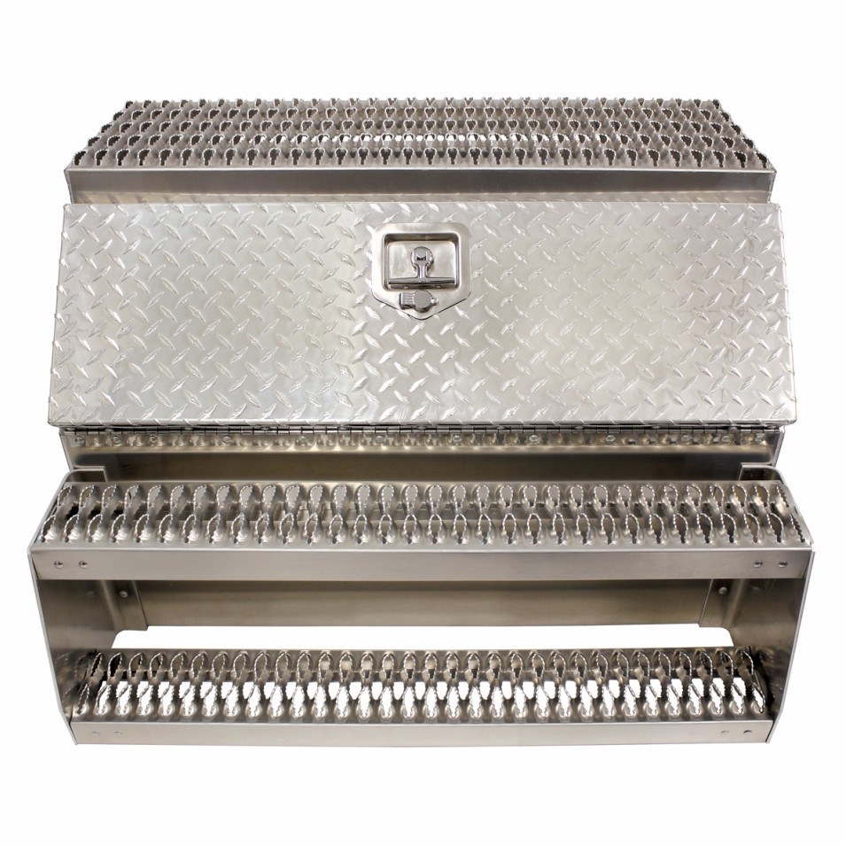 36" Aluminum Tool/Step Saddle Box with Lock and Keys