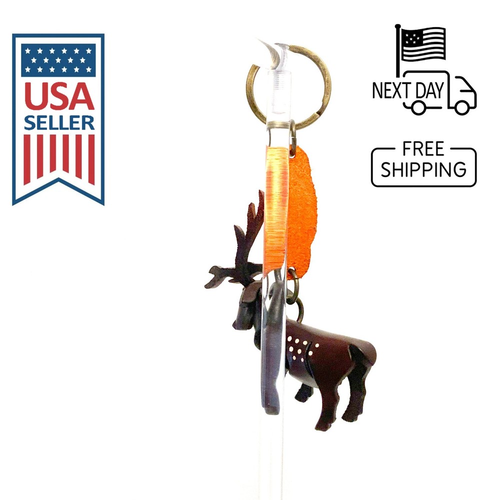 Sika Deer (Brown) Handmade Leather Keyring
