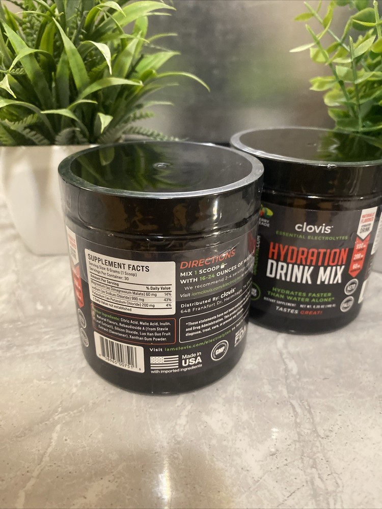 Clovis Essential Electrolytes HYDRATION DRINK MIX Cherry Limeade 30 Servin)2pak)