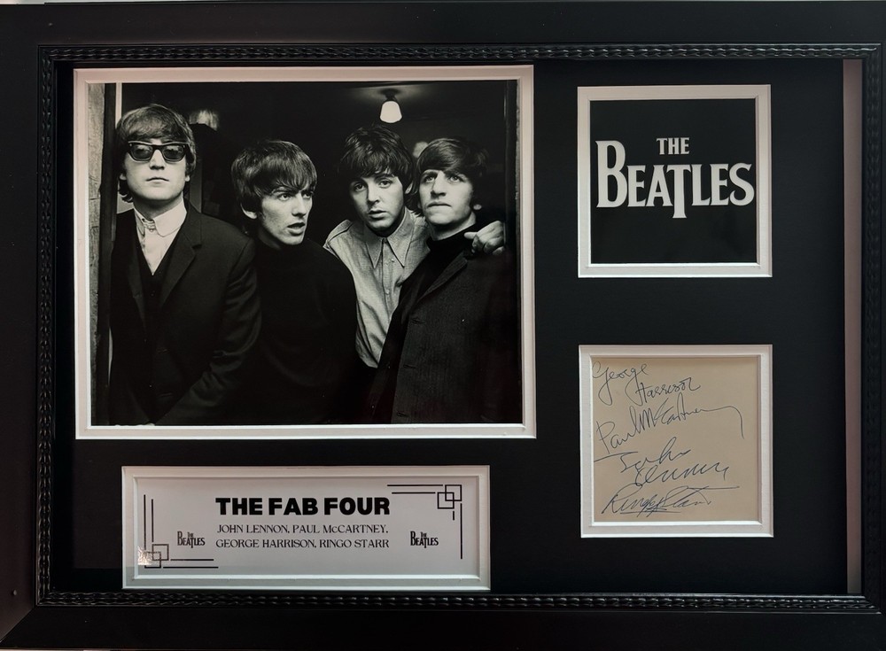 The Beatles Complete Band “fab Four” Facsimili Signed Collage
