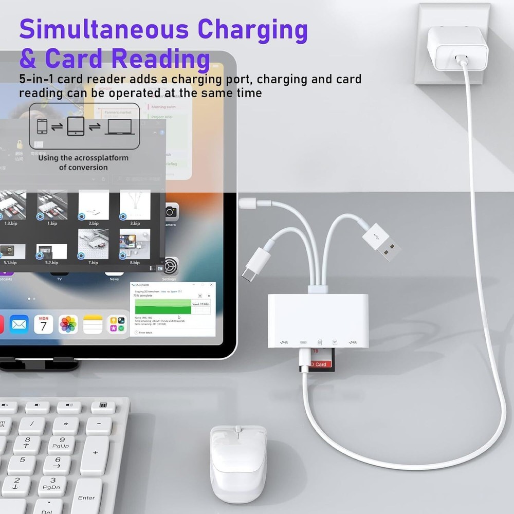 5 in 1 Memory Card Reader USB 3.0 OTG Adapter SD Card Reader For iPhone/iPad