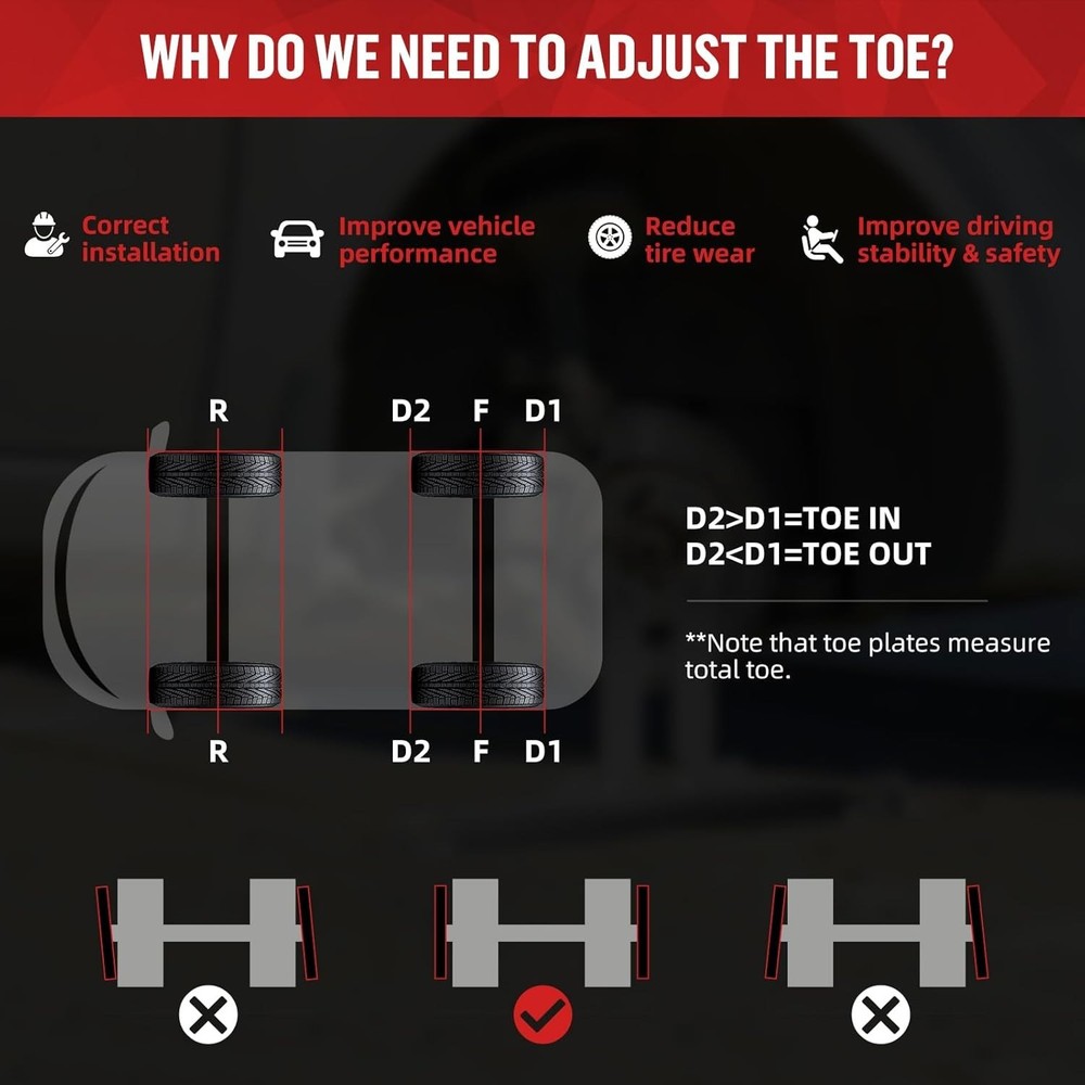 2Pack Wheel Alignment Tool with Connection Sheet, 2025 Upgraded Toe Alignment To