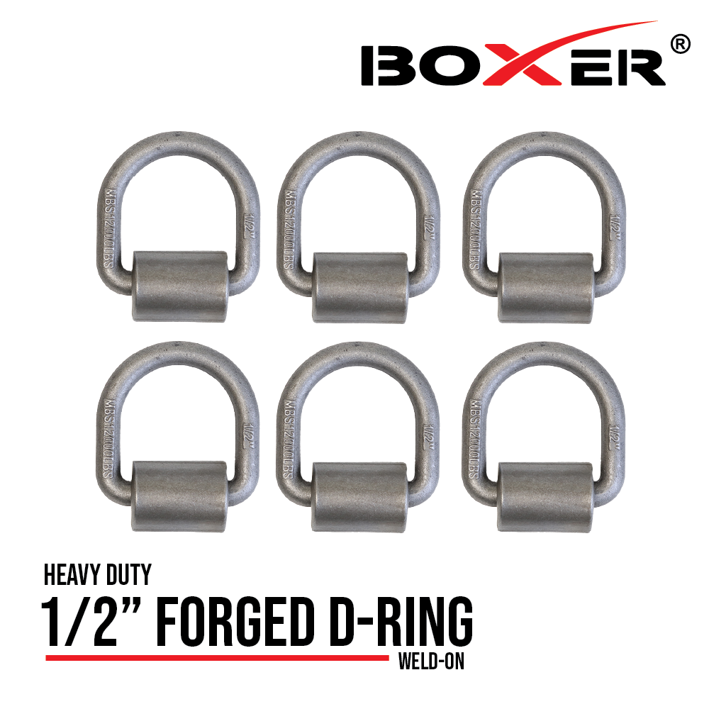 1/2" Heavy Duty Weld-On Forged D Ring 6 Pack 12000 LBS, by BoxerTool