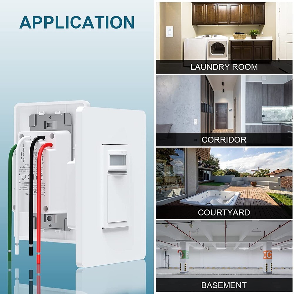 Used Smart Wi-Fi Sensor Light Switch PIR Occupancy Work with Alexa Google Home