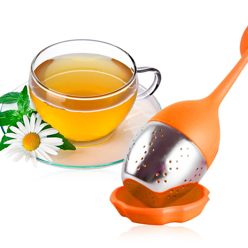 Silicone Loose Leaf Tea Infuser Stainless Spice Filter Diffuser Orange+Green+Red