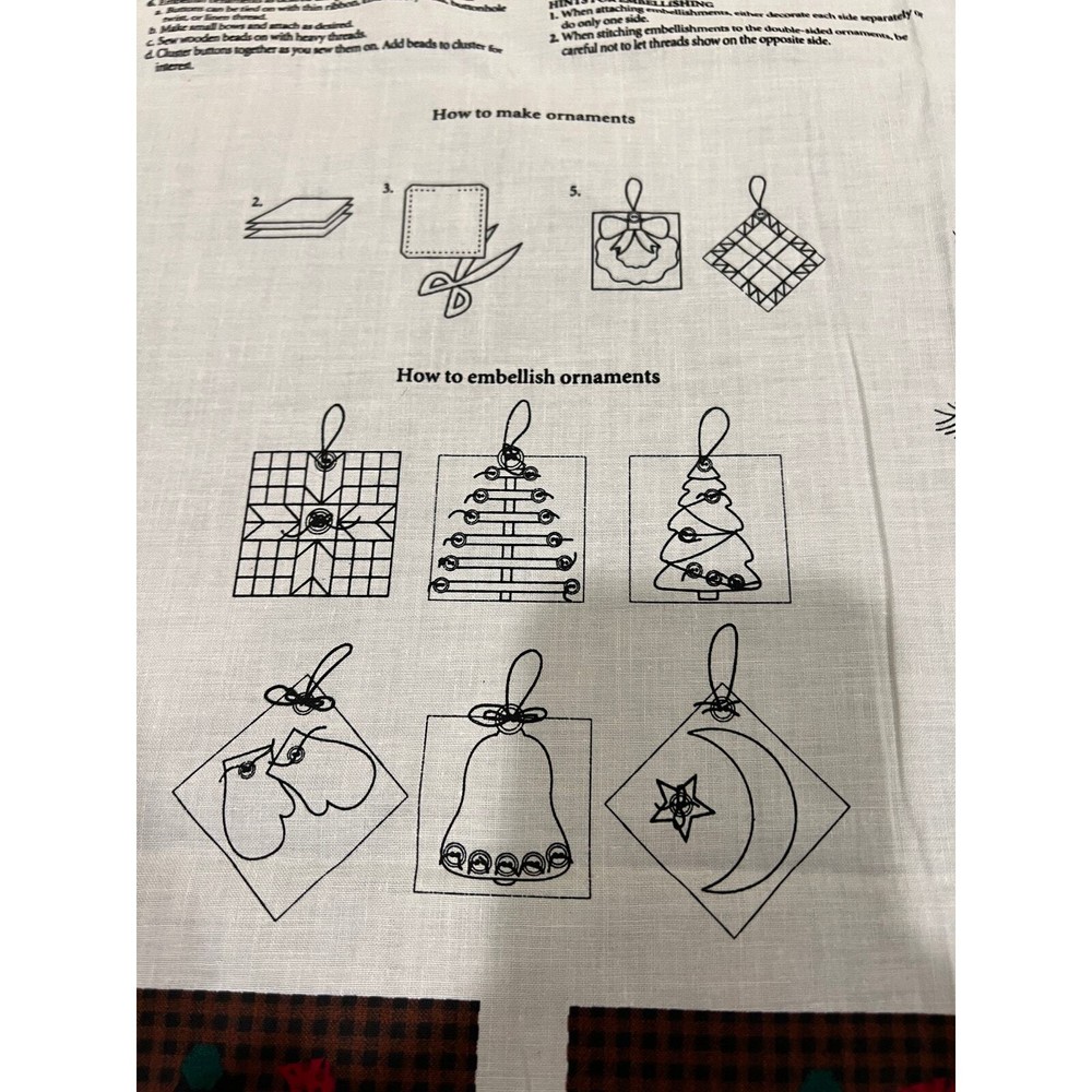 Vintage Sewing Panel Yuletide Ornaments or Fireplace Banner