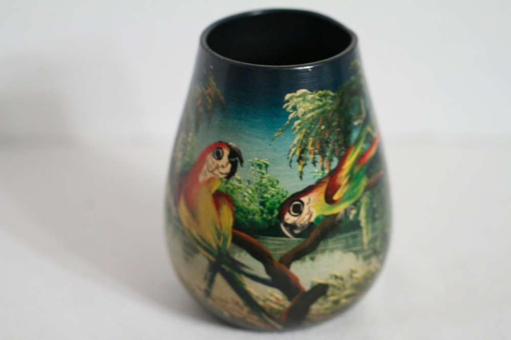 C Morit Painted Parrots 5" Vase Bird