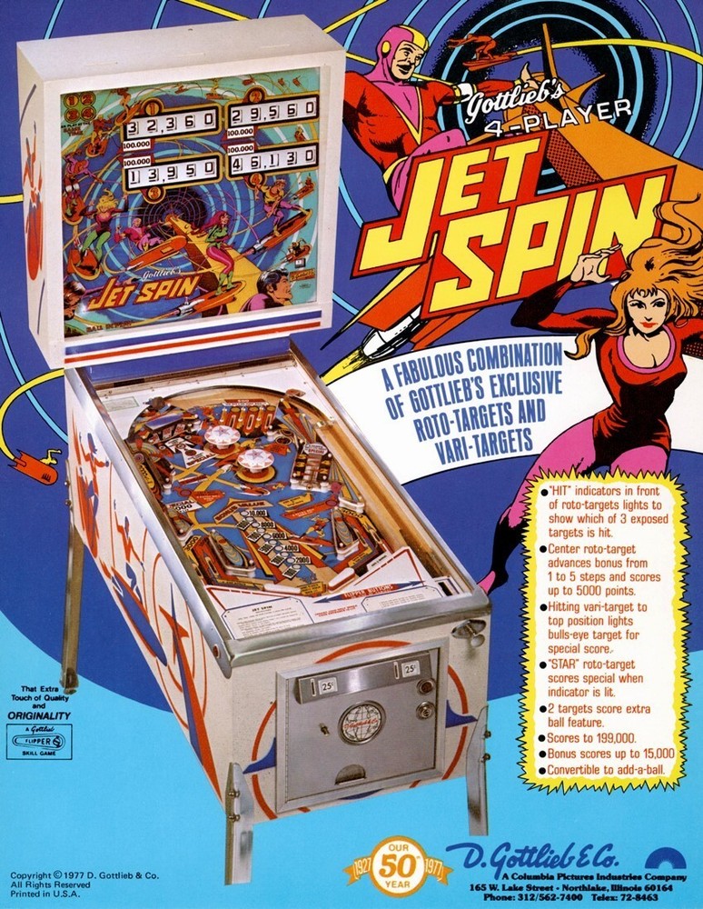 1977 Gottlieb Jet Spin Pinball Machine Rubber Ring Kit