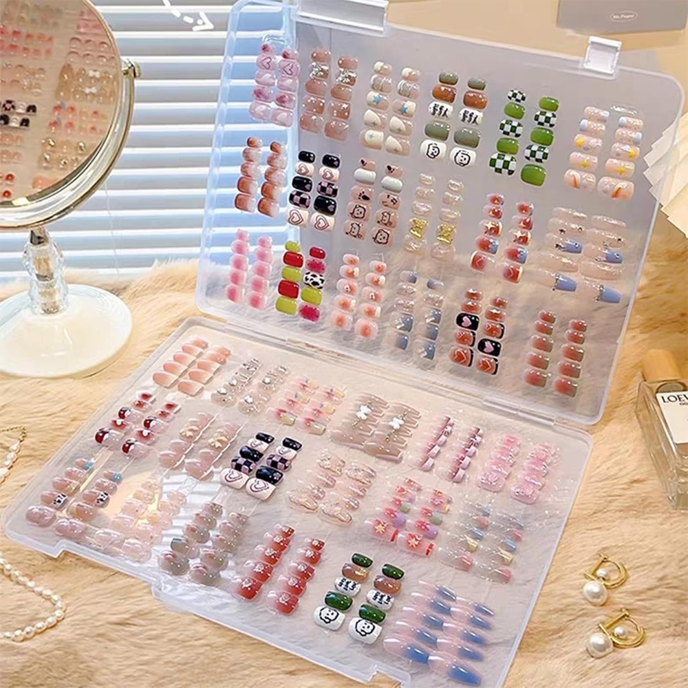Large Clear Press on Nails Storage Box, Empty Press on Nails Packaging Box Set