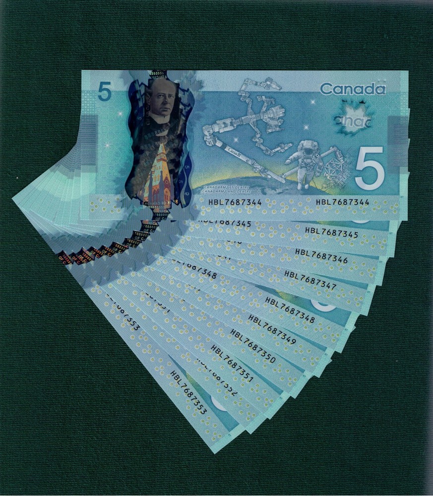 !!! Prefix HBL !!! Macklem-Poloz !!! One $5 Polymer Note ChUNC 2013 Canada