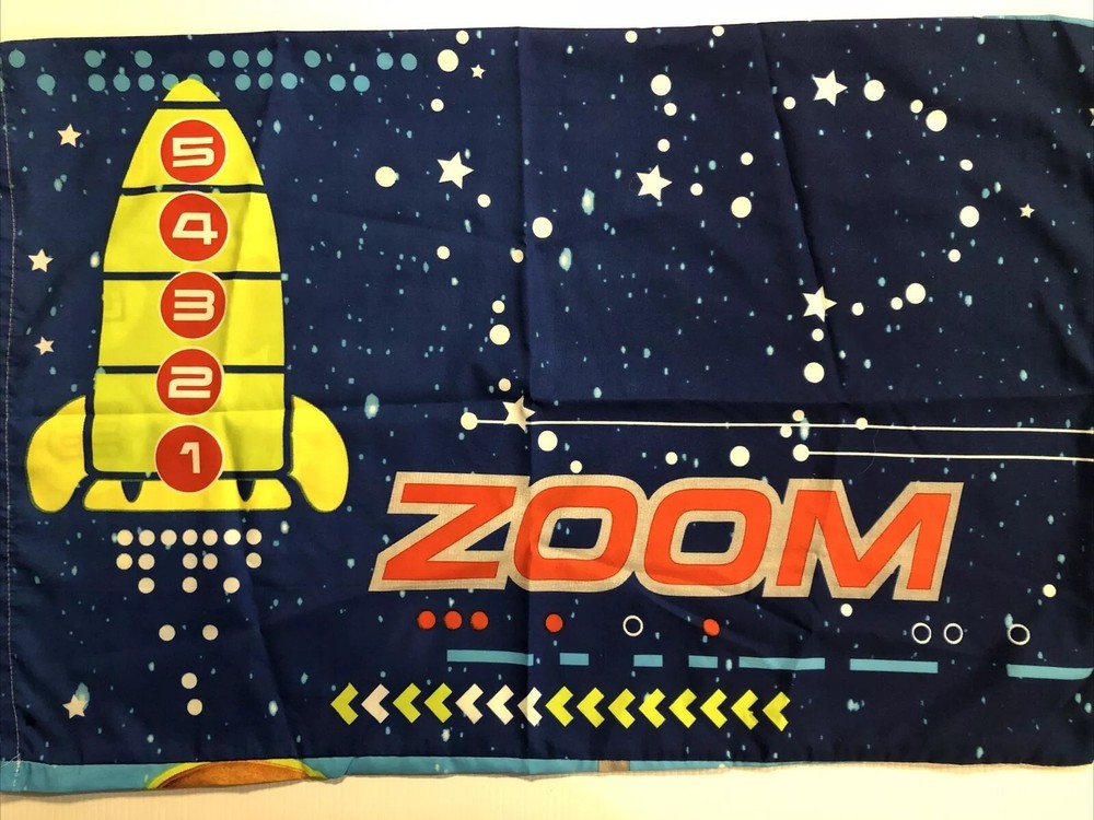 Disney Mickey Mouse Space Rocket 3 Pcs Crib Bedding Set Pillow Flat Fitted Sheet