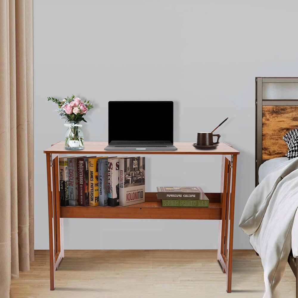 Foldable Bamboo Desk – Space-Saving Home Office Writing Workstation