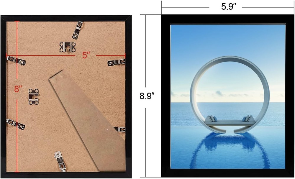 MENNTHUI 5x8 Black Picture Frame, Tabletop and Wall Mounting Horizontally