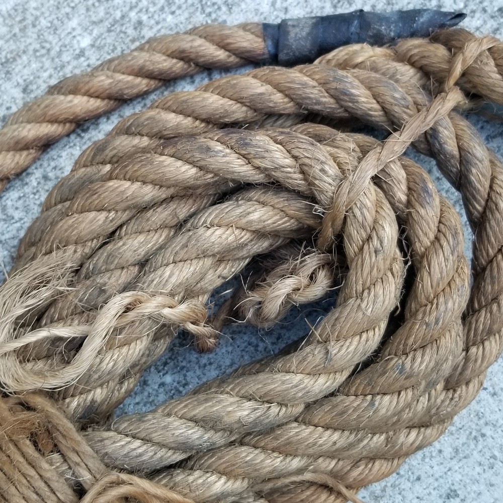 Authentic Antique Barn Rope Hook Approx. 17ft Length 1in thick