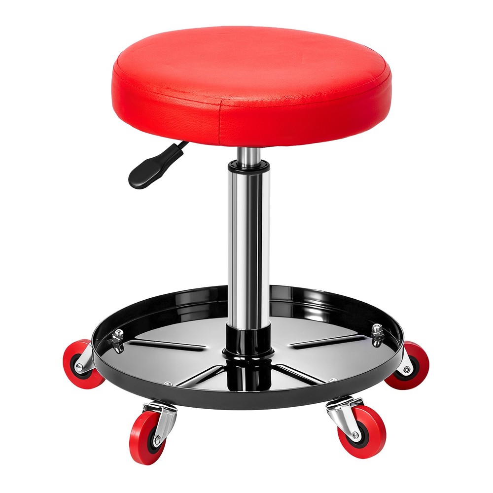 Rolling Garage Stool 300LBS Adjustable Height Mechanic Work Seat Creeper Red
