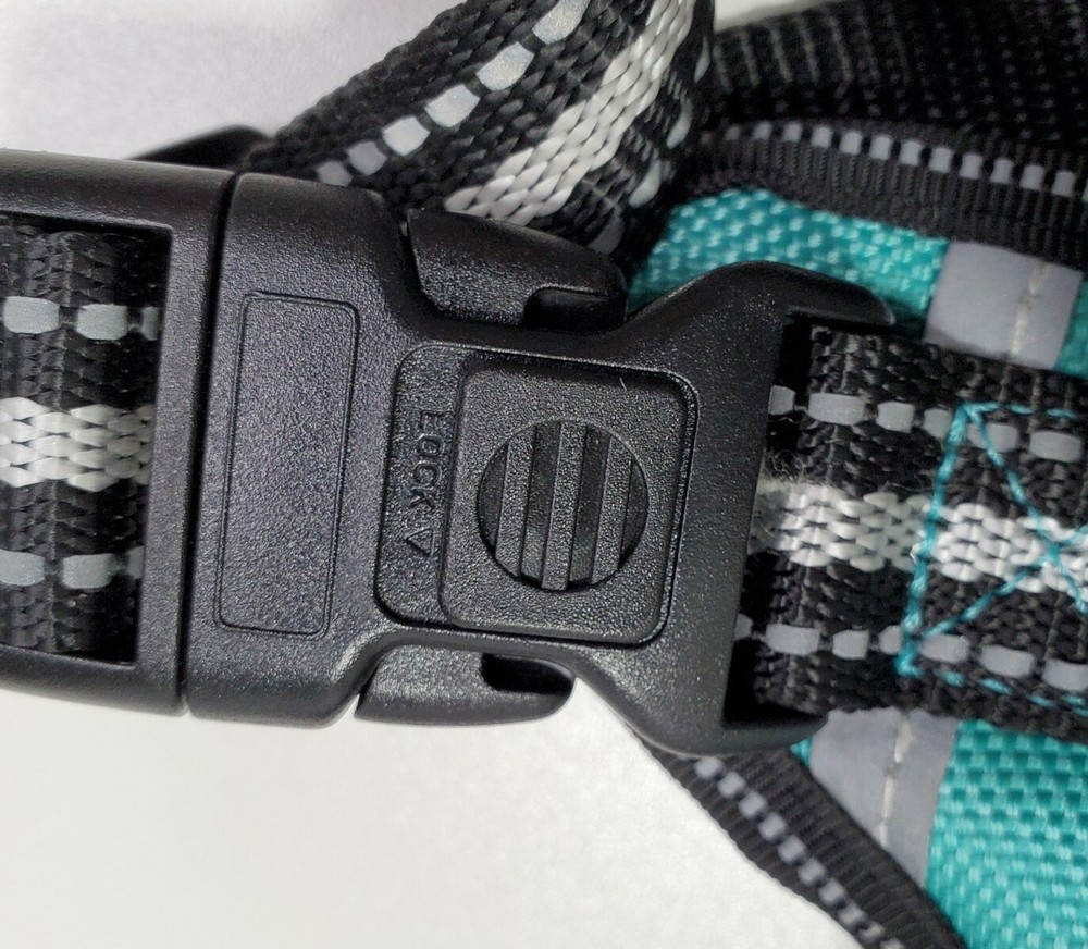 Winsee Dog Harness Adjustable Padded Reflective Green Black Silver Size MEDIUM