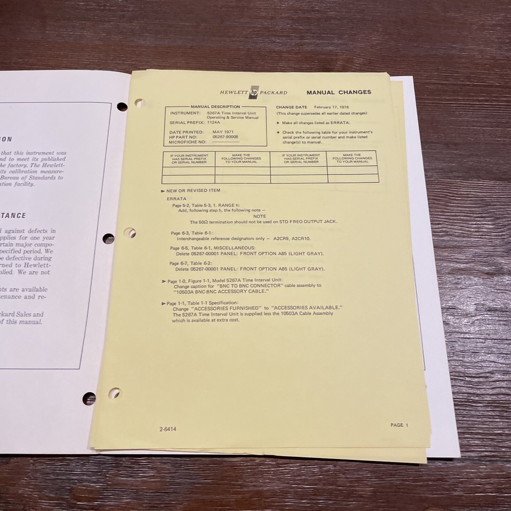 HP 5267A Time Interval Unit Operating & Service Manual 05267-90008