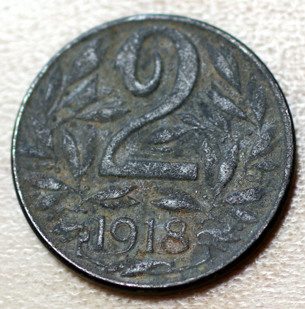 1918 Austria 2 Heller Iron WWI