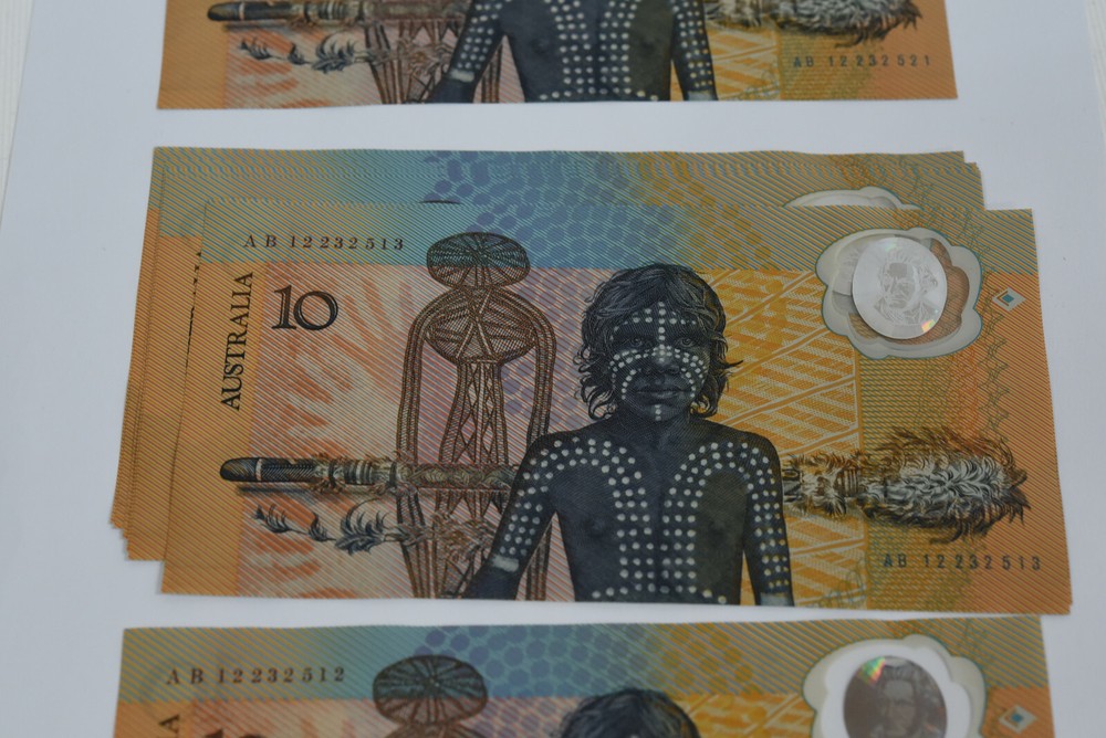 1988 $10 Bicentennial Polymer - 10 Consecutive Australian Banknote Prefix AB 12