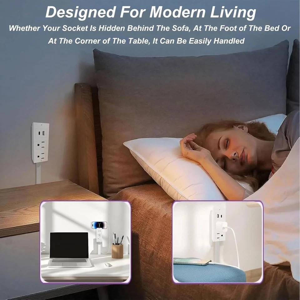 Electrical Outlet Expander Power Socket Rotating Extender Sofas Nightstands Desk