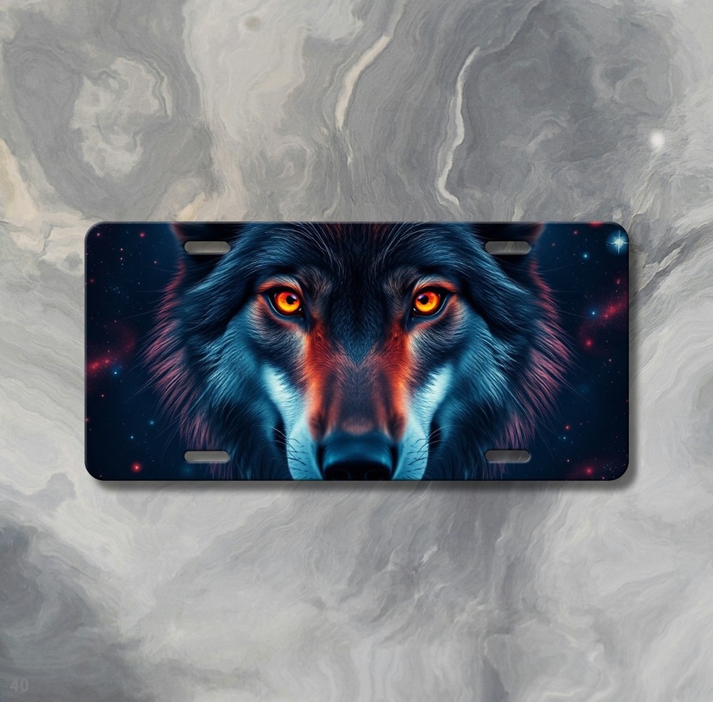 Intense Wolf License Plate Custom Auto Tag Birthday Gift