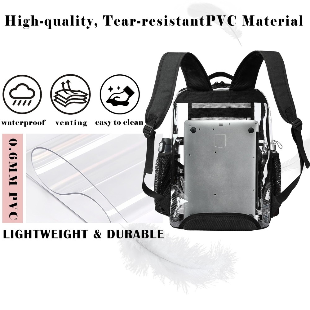 Clear Backpack,See Through Backpack School Approved Heavy Duty Clear Backpack...