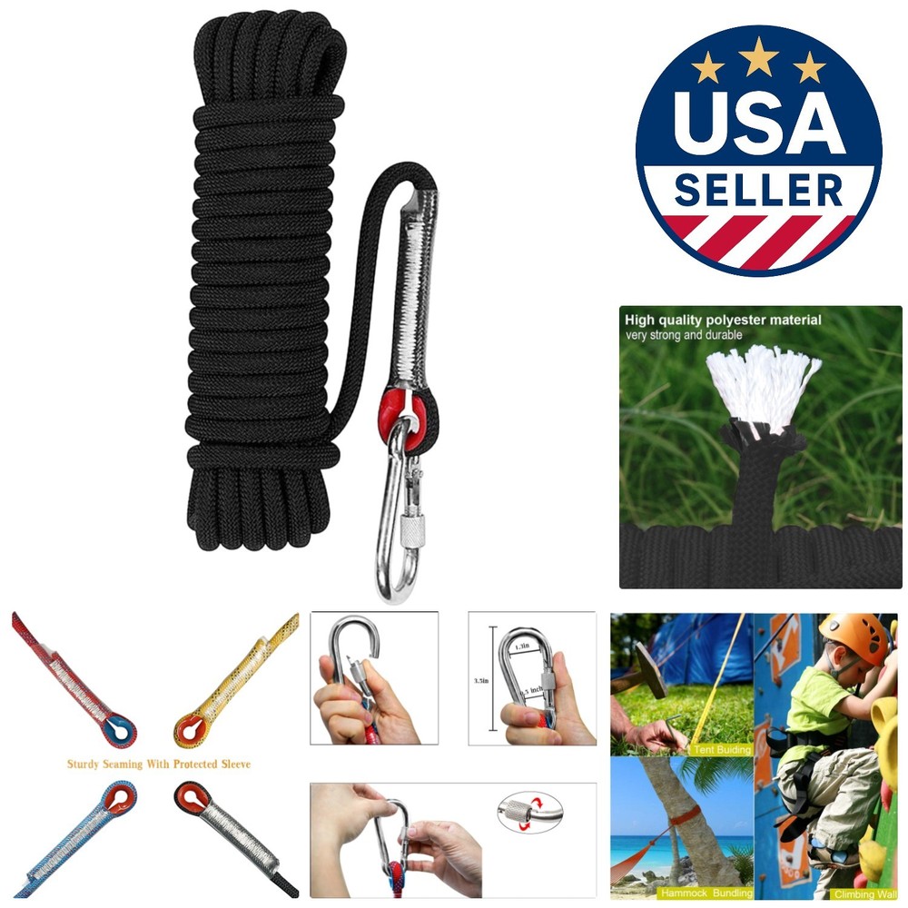 Durable 32ft Outdoor Static Rope - 10mm Polyester, 2000LB Strength for Rigging
