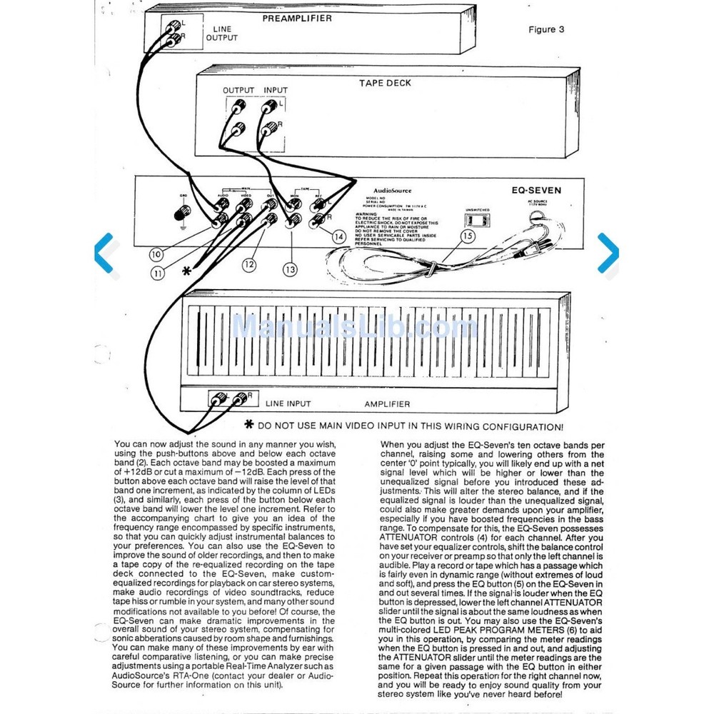 AudioSource EQ-SEVEN Graphic Equalizer Dual Channel 10 Band Rackmount